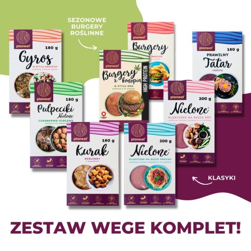 zestaw wege komplet Planeat, burgery wege, wege mielone, wege pulpeciki, wege tatar