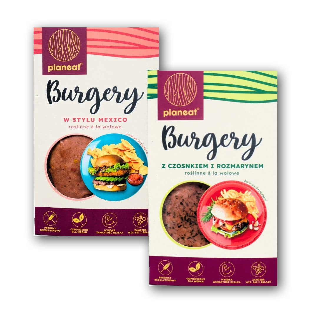 Zestaw Burgerów Roślinnych Planeat | W stylu Mexico + Z konopią w tylu BBQ